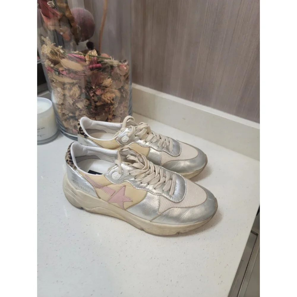 Golden Goose Silver, Cream & Pink Women's Athletic Sneakers - Picture 4 of 10